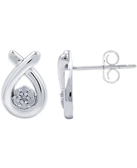 Diamond Cluster Stud Earrings (1/10 ct. t.w.) in Sterling Silver