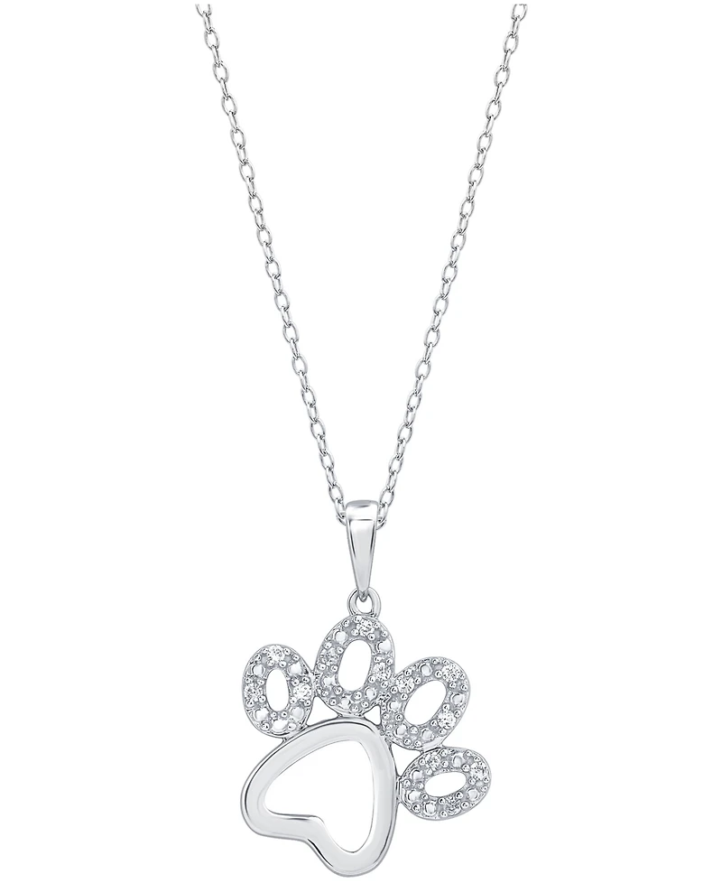 Diamond Pawprint Pendant Necklace (1/10 ct. t.w.) in Sterling Silver