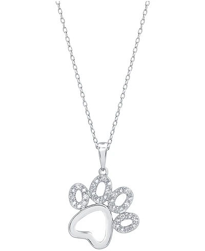 Diamond Pawprint Pendant Necklace (1/10 ct. t.w.) in Sterling Silver