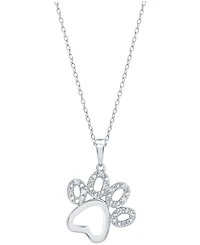 Diamond Pawprint Pendant Necklace (1/10 ct. t.w.) in Sterling Silver