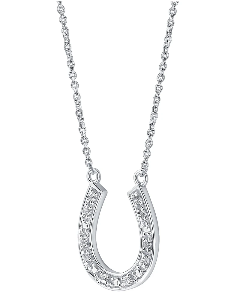 Diamond Horseshoe Pendant Necklace in Sterling Silver (1/10 ct. t.w.)