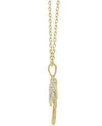 Diamond Palm Tree Pendant Necklace in 18k Gold over Sterling Silver and Sterling Silver (1/10 ct. t.w.)