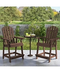 Costway 4 Pcs Tall Bar Stool Hdpe Patio Chair with Armrest Footrest Home Indoor Outdoor