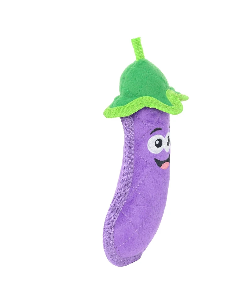 Tuffy Funny Food Eggplant, Durable Plush Squeaky Dog Toy