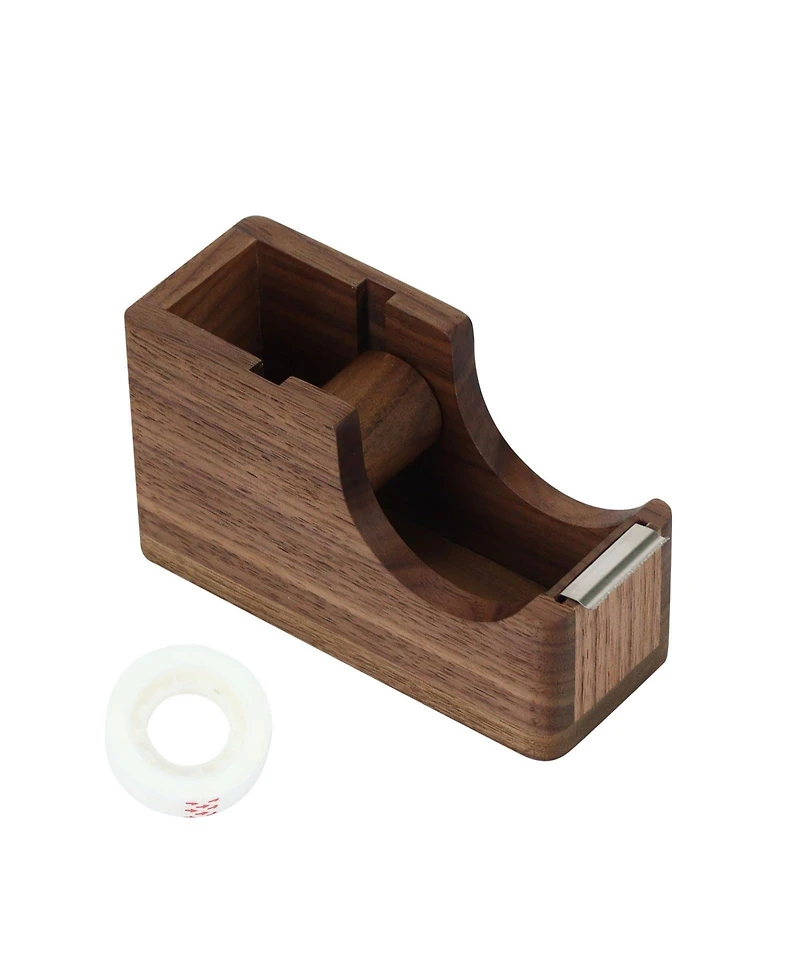 Danrong Walnut Wood 2 in 1 Desk Organizer Tape Dispenser With Pen Holder