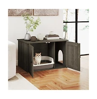 Ruie Hidden Cat Litter Box Enclosure End Table with Removable Divider