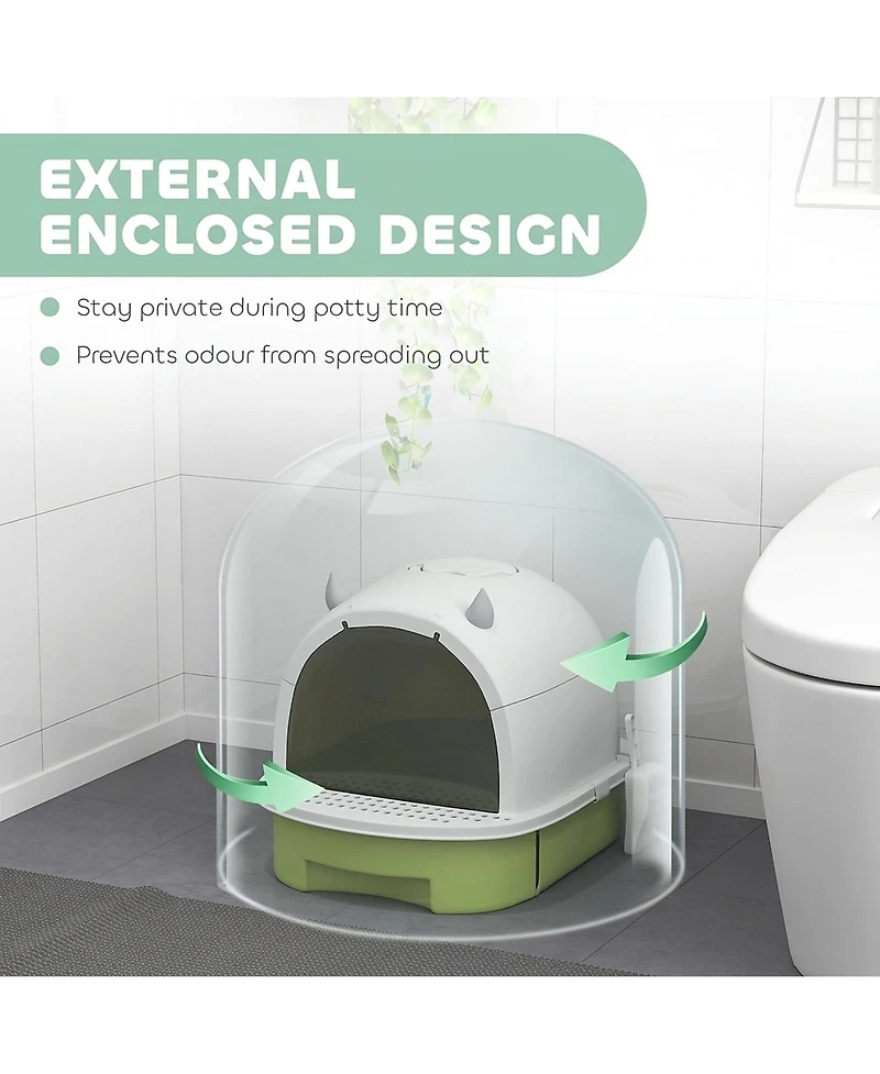Ruie Covered Cat Litter Box with Drawer Scoop and Deodorizing Bags