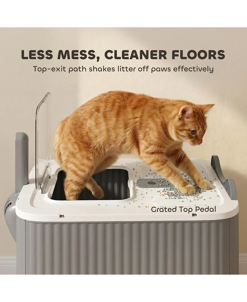 Ruie Enclosed Cat Litter Box with Front Entry Top Exit and Drawer