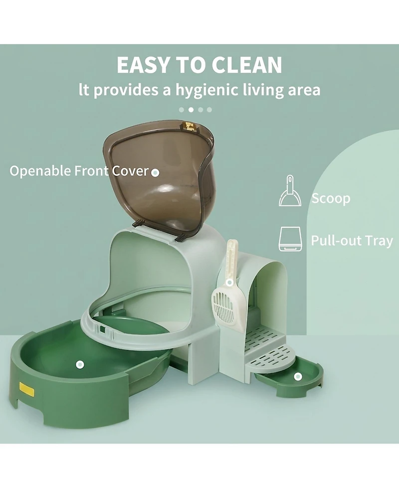 Ruie Easy Clean Open Top Cat Litter Box with Litter Tray and Scoop