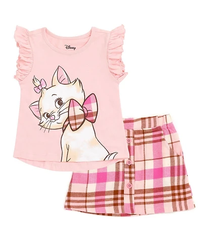 The Aristocats Marie Girls' (6-16) 2-Piece T-Shirt and Plaid Skirt Set