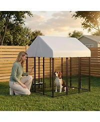 Ruie Outdoor Dog Kennel Welded Wire Dog Playpen with Roof Cover