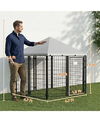 Ruie Lockable Outdoor Dog House Kennel with Water-Resistant Roof Cover