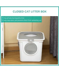 Ruie Covered Cat Litter Box with Front Entrance Top Exit and Scoop