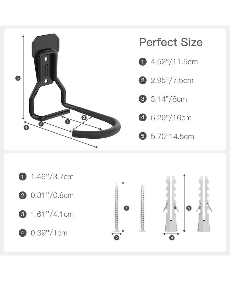Xdovet Bike Wall Mount Fixed Hook Heavy Duty Vertical Stand Hanger Brackets 4 Pack