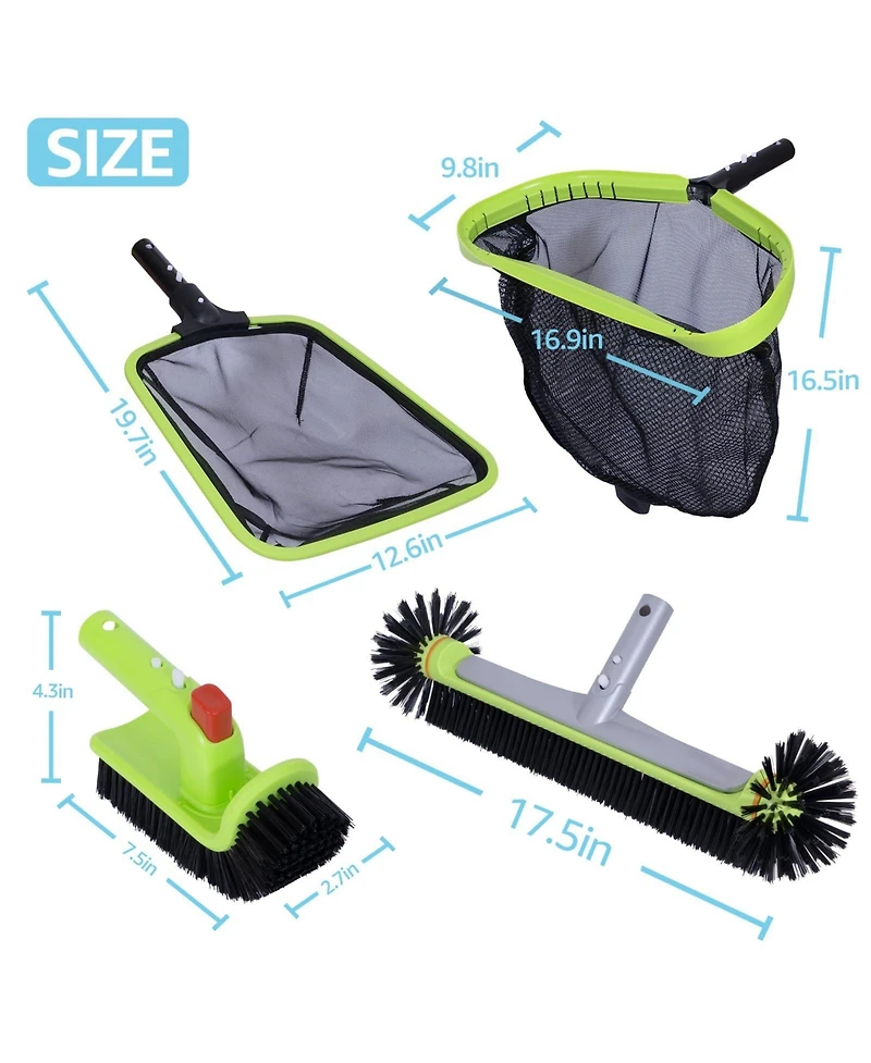 Xdovet Pool Cleaning Kit Skimmer Net Brush Head Scrub Brush