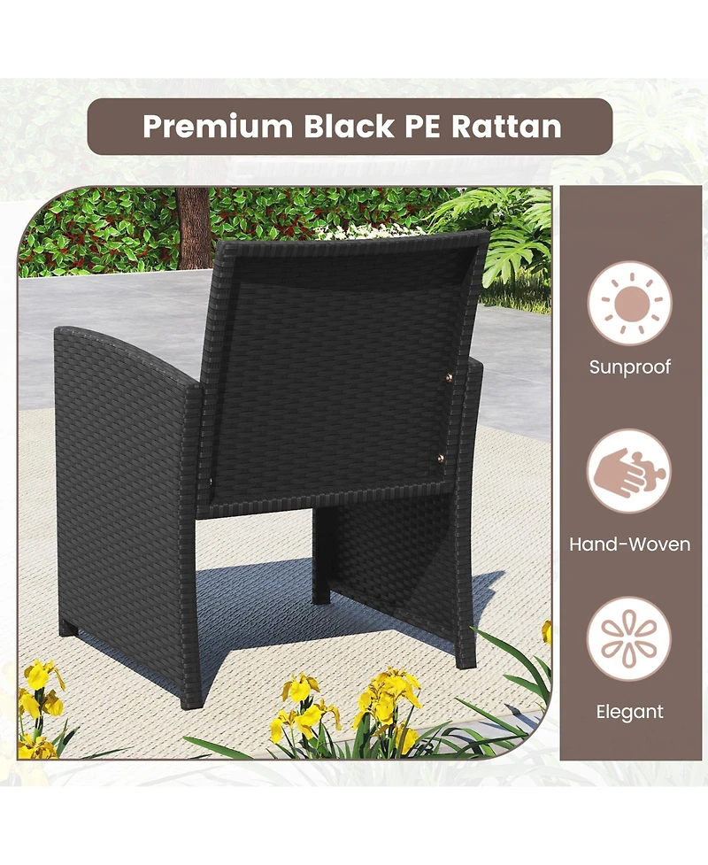 Sugift 4 Pieces Patio Furniture Set with Tempered Glass Tabletop and Removable Cushion