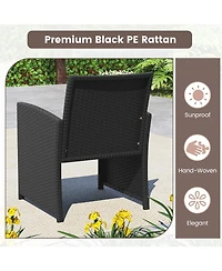 Sugift 4 Pieces Patio Furniture Set with Tempered Glass Tabletop and Removable Cushion