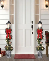 Puleo International Set of 2 Pre-Lit 4-Foot Frosted Spiral Artificial Christmas Trees