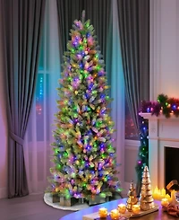 Puleo International 7.5" Pre-Lit Artificial Kensington Fir Slim Tree