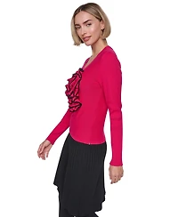 Sonia Rykiel Women's Rosette Scoop Neck Long-Sleeve Sweater