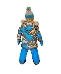 Deux par Deux Little and Big Boy Two Piece Play Snowsuit Dinosaur Print with Pants