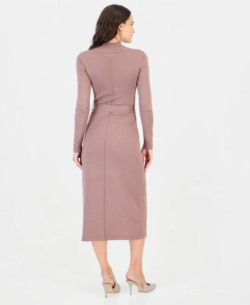 Robbie Bee Women's Mock Neck Long-Sleeve Sweater Dress