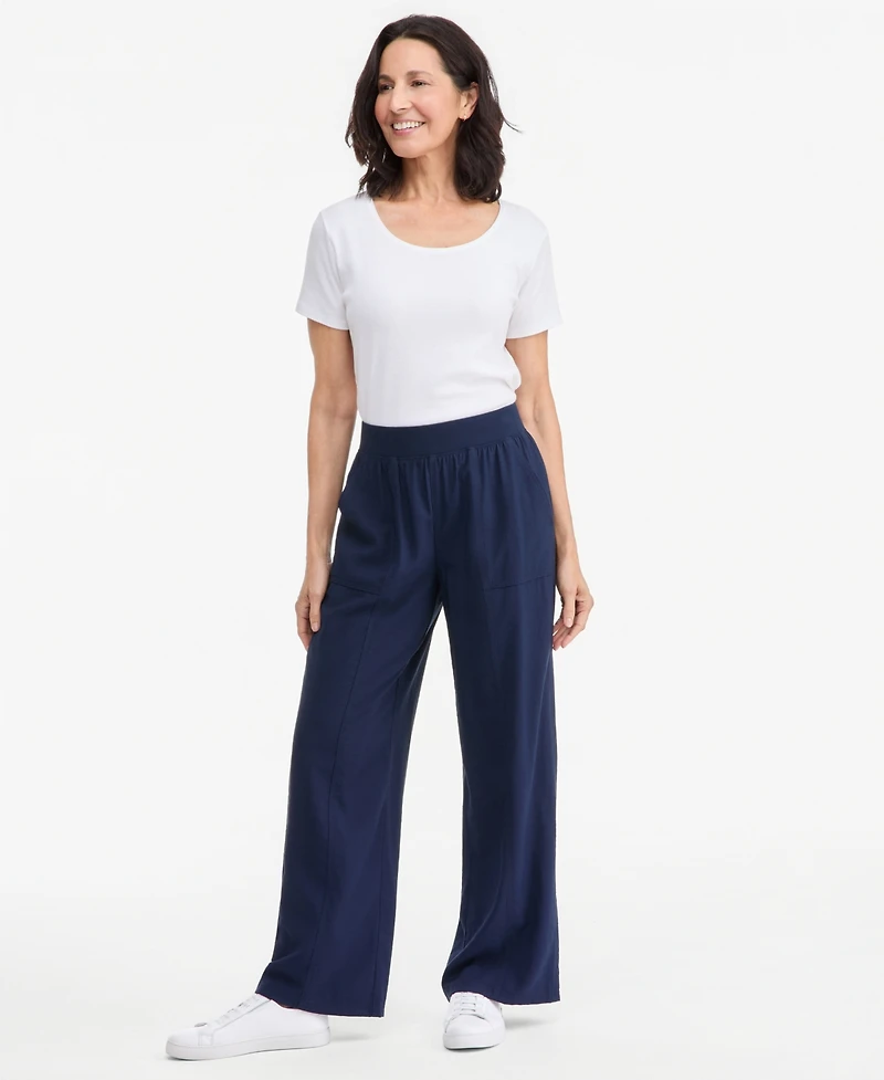 Style & Co Women's High-Rise Pull-On Wide-Leg Drapey Pants, Macy's Exclusive
