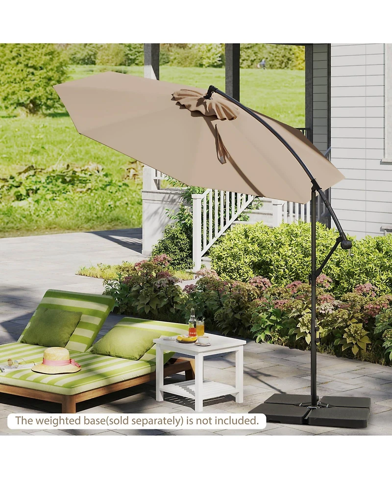 10' Hanging Umbrella Patio Sun Shade Offset Outdoor Market W/t Cross Base