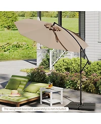 10' Hanging Umbrella Patio Sun Shade Offset Outdoor Market W/t Cross Base