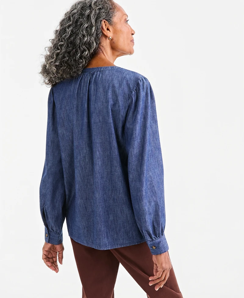 Style & Co Women's Cotton Chambray Femme Shirt, Macy's Exclusive