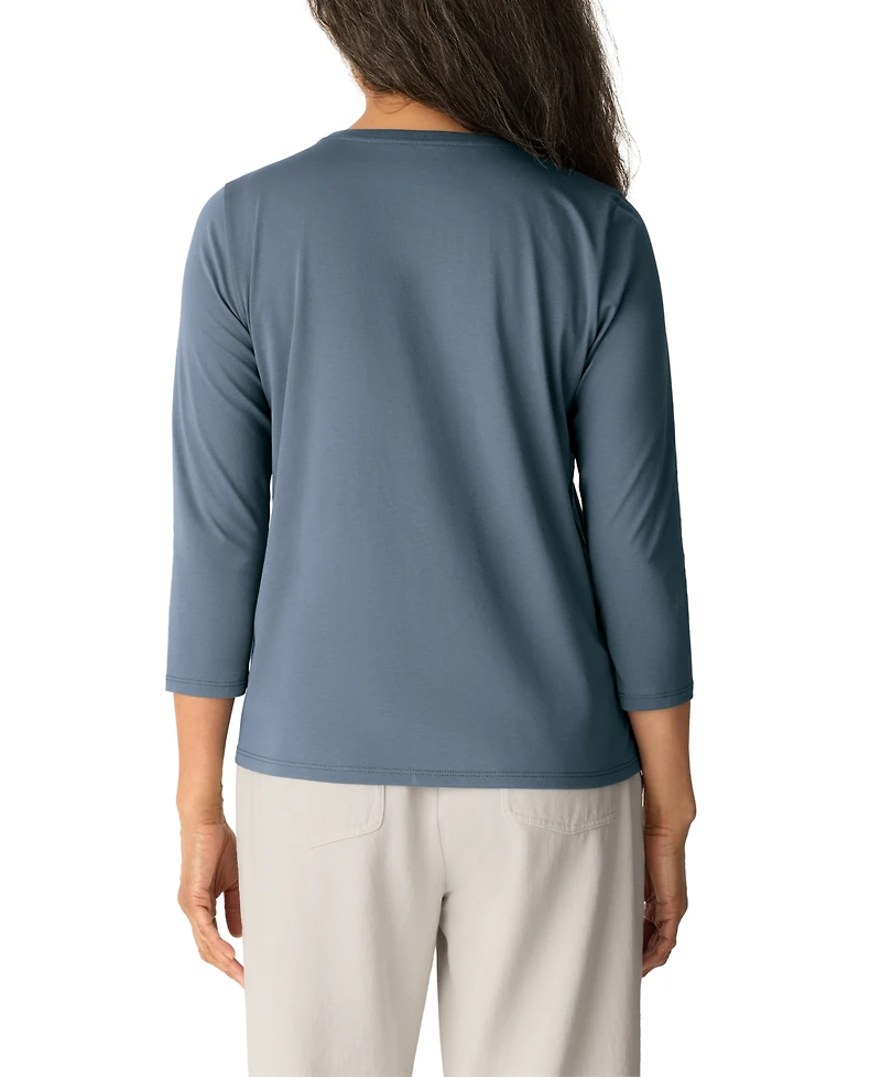 Eileen Fisher Women's 3/4-Length Sleeve Round Neck T-Shirt
