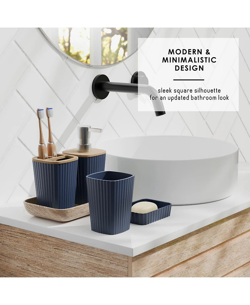 Modern Complete Bathroom Decor and Accessory Set with Bath Rugs and Shower Caddy Set