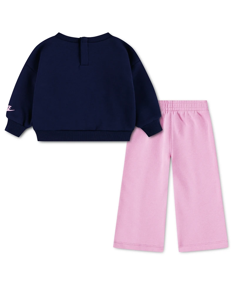 Nike Baby Girls' Retro Remix Sweatshirt and Wide-Leg Pants, 2-Piece Set