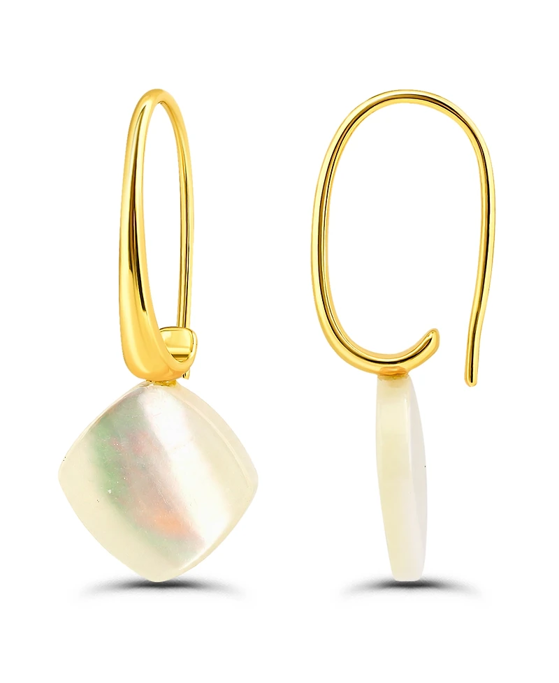 Macy's Genuine Imitation Pearl Diamond Shape Drop on Hardwire Fishhook Closure Earrings