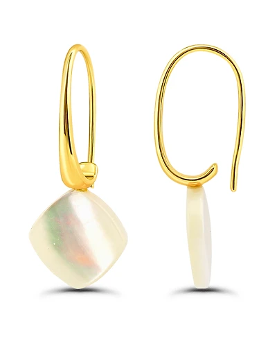 Macy's Genuine Imitation Pearl Diamond Shape Drop on Hardwire Fishhook Closure Earrings