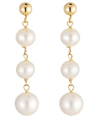 Belle de Mer Cultured Freshwater Pearl (5-8mm) Station Earrings in 10k Yellow Gold