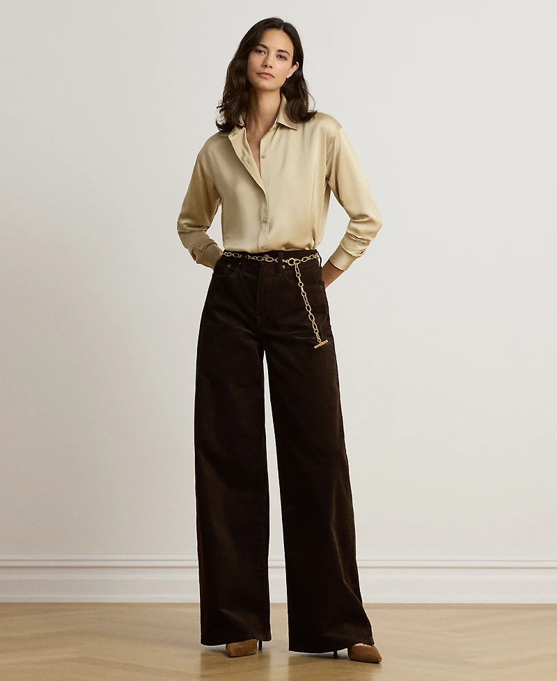 Lauren Ralph Lauren Petite Relaxed-Fit Satin Charmeuse Shirt