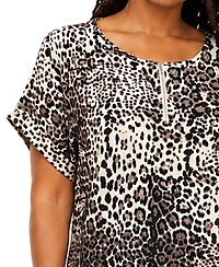 Coin 1804 Plus Leopard Print Rolled Sleeve Top