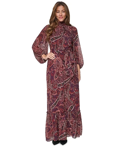 Eliza J Women's Mock Neck Tiered Maxi Dress