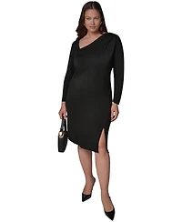 Donna Karan New York Plus Asymmetrical Long-Sleeve Sheath Dress