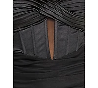 Emerald Sundae Juniors' Corset Bodice Midi Dress