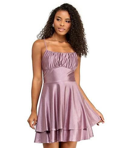 Emerald Sundae Juniors' Glitter-Knit Fit & Flare Dress