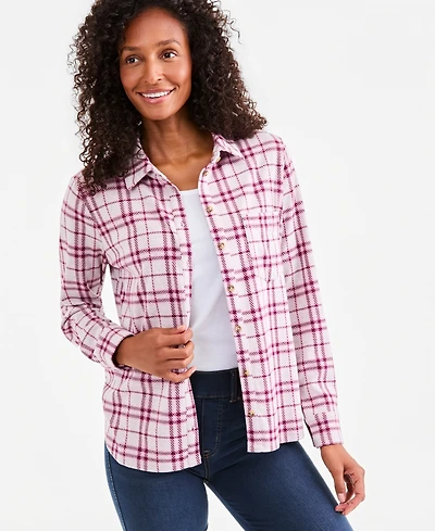 Style & Co Women's Plaid Flannel Knit Shacket, Macy's Exclusive