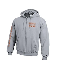Champion Men's Gray Texas Longhorns Varsity Power blend Full-Zip Fleece Hoodie