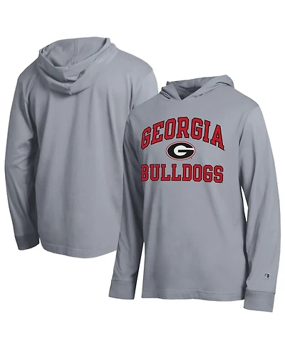 Champion Men's Heather Gray Georgia Bulldogs High Motor All-Star Long Sleeve Hooded T-Shirt