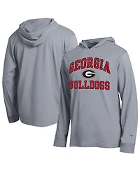 Champion Men's Heather Gray Georgia Bulldogs High Motor All-Star Long Sleeve Hooded T-Shirt