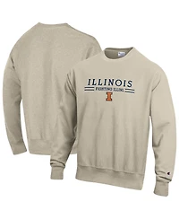 Champion Men's Oatmeal Illinois Fighting Illini Reverse Weave Crewneck Sweatshirt