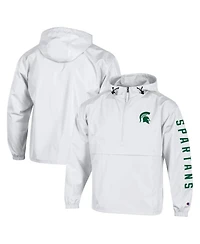 Champion Men's White Michigan State Spartans Cloud Packable Half-Zip Hoodie