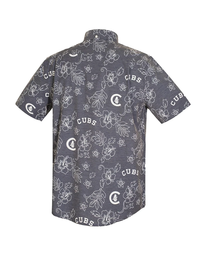 Reyn Spooner Men's Navy Chicago Cubs Cooperstown Kekai Performance Button-Down Tri-Blend T-shirt