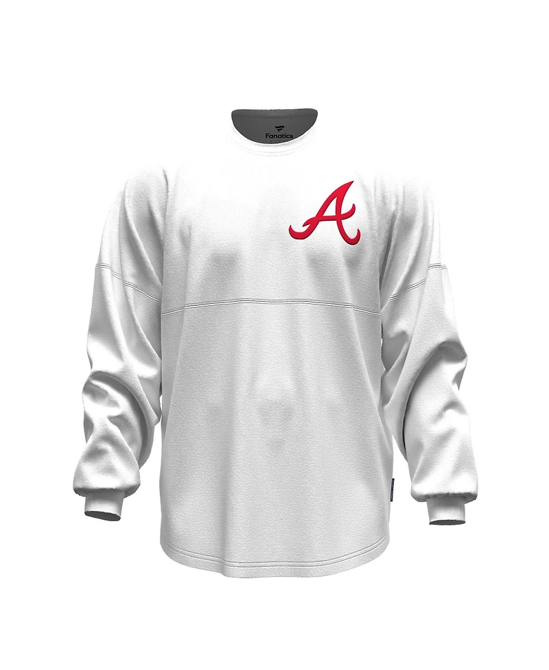 Fanatics Women's White Atlanta Braves Baseball Stitch Spirit Jersey Long Sleeve T-Shirt